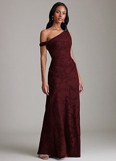 Azazie Emerson Vestidos de damas de honor Vestido de Cabernet de Devorado Floral de Corte Sirena con Vestidos sin tirantes image4