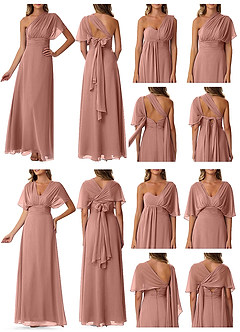 Azazie Fifi Vestidos de damas de honor Vestido de Rosa De Cedro de Gasa de Corte en A Convertible con Sin tirantes image10