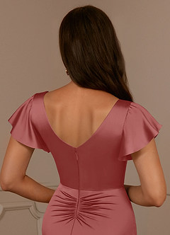 Azazie Roya Mère de la mariée Robes Robe Sirène en Satin extensible Col en V Plissé Antique Rose image6