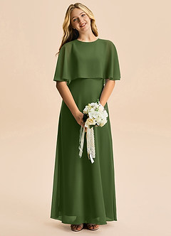 Azazie Maris Junior Vestido Oliva de Gasa de Corte en A image5