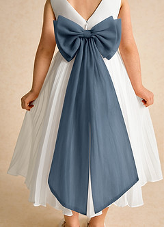 Azazie Margot Robe Demoiselle D'honneur Fillette Robe Trapèze en Mousseline de soie Plissée Ivoire Neptune image8