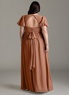 Azazie Madisynn Zwangerschaps Bruidsmeisjekleding Boog Chiffon Vloerlengte Jurk image6
