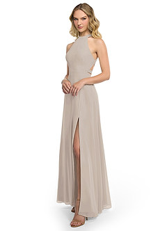 Azazie Clarice Abiti da Damigella Abito A-Line in Chiffon con Scollo Halter Gelo image2