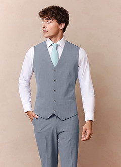 front Savile Azul Claro Chaleco de traje de mezcla de lana