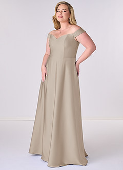 Barbie ♥ Azazie Bridesmaid Dresses Frost A-Line Off the Shoulder Stretch Satin Convertible Dress image9