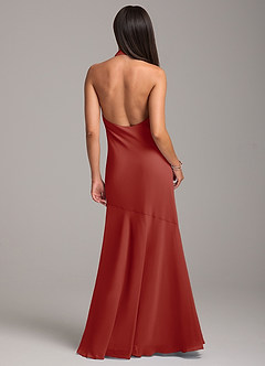 Azazie Lorena Bridesmaid Dresses Terracotta Mermaid Pleated Chiffon Dress image7