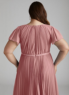 Azazie Kara Robes de demoiselle d'honneur modestes Robe Trapèze Plissée Longueur ras du sol Mousseline de soie image14