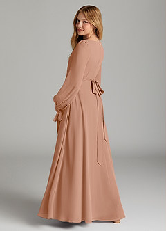 Azazie Leonia Junior Abito A-Line in Chiffon Con Tasche Champagne Rosa image2