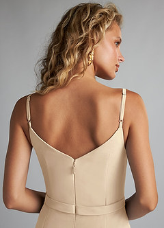 Azazie Summer Bridesmaid Dresses Champagne Mermaid Scoop Cowl Chiffon Dress image6
