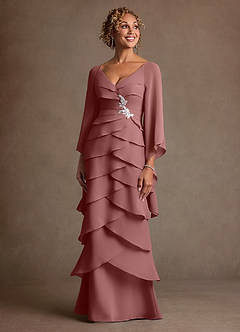 Azazie Arabinda Suknie dla Matki Panny Młodej Osłona Marszczony Szyfon Długość podłogi Sukienka image4