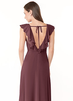 Azazie Yoko Jurken voor bruidsmeisjes Jurk van Chiffon met A-Lijn Ruches Sangria image6