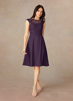 Azazie Klaus Mother of the Bride Dresses Plum A-Line Scoop Sequins Chiffon Dress image3