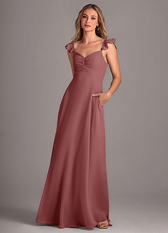 Azazie Kaylyn Vente finale Robe Trapèze en Mousseline de soie Rayé Sky Blue image3