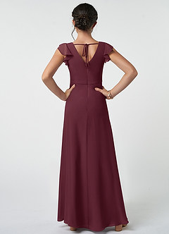 Azazie Claudine Junior Cabernet A-Line Pleated Chiffon Dress image2