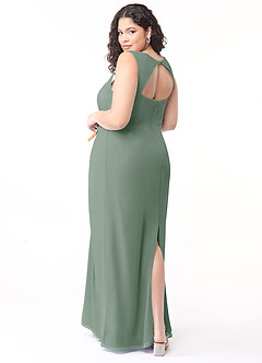 Azazie Flori Bridesmaid Dresses Silver Sage Sheath Square Neckline Chiffon Dress image10