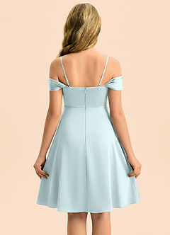 Azazie Anselie Junior Robe Trapèze en Satin extensible Épaules dénudées Verre De Mer image2