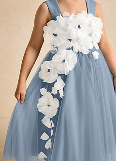 Azazie Dovey Abiti da Ragazza di Fiori Abito Principessa in Tulle Fiocco Blu Polveroso image7