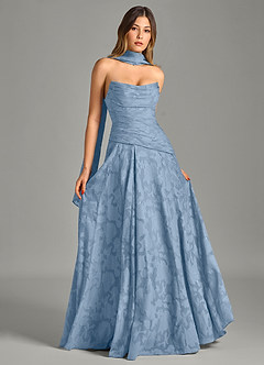 Azazie Gabriela Bridesmaid Dresses Powder Blue A-Line Strapless Floral Burnout Dress image7