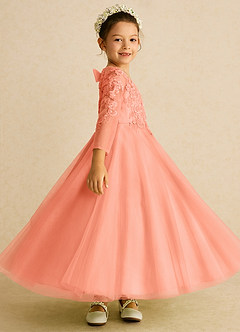 Azazie Precious Flower Girl Dresses Sunset A-Line Lace Tulle Dress image3