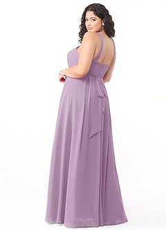 Azazie Dixie Vestidos de damas de honor Vestido de Glicinia de Gasa de Corte en A con Halter Plisado image9