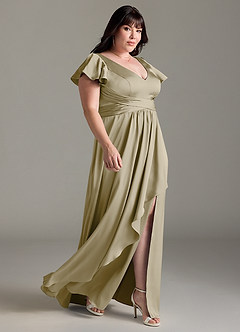 Azazie Omari Bridesmaid Dresses Moss Green A-Line Stretch Satin Dress image10