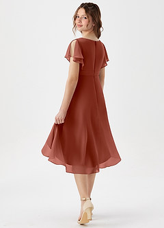 Azazie Graciela Junior Auburn A-Line Pleated Chiffon Dress image6
