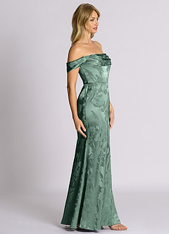 Azazie Saige Brudtärnklänningar Klä av Sjöjungfru i Jacquard Av axeln Eukalyptus image6