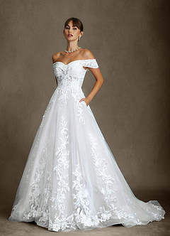 Azazie Becca Wedding Dresses Diamond White A-Line Sweetheart Neckline Tulle Dress image1