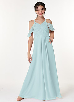 Azazie Dakota Junior Mist A-Line Off the Shoulder Chiffon Dress image1