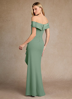 Azazie Laredo Abiti per la Madre della Sposa Abito Sirena in Crepe Elasticizzato a Spalla Scoperta Matcha image3