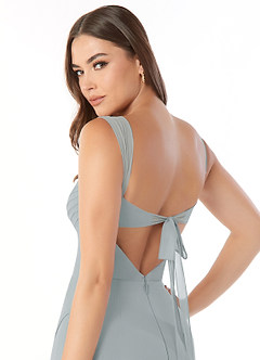 Azazie Audre Bridesmaid Dresses Dolphin Grey Mermaid Pleated Chiffon Dress image6