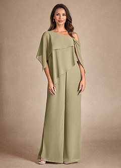 Azazie Halima Kleider für die Brautmutter Overall/Jumpsuit Seitliche Cut-Outs Chiffon Kleid Moosgrün image7