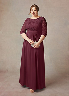 Azazie Lucianna Kleider für die Brautmutter A-Linie Spitze Kleid Cabernetrot image9
