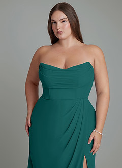 Azazie Johana Bridesmaid Dresses Peacock Mermaid Off the Shoulder Chiffon Convertible Dress image15