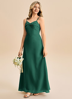 Azazie Jordyn Junior A라인 스윗하트 네크라인 쉬폰 플로어 길이 주니어 신부 들러리 드레스 image6