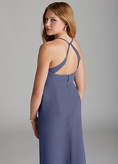 Azazie Becca Junior Robe Sirène en Mousseline de soie Bleu Orageux image2