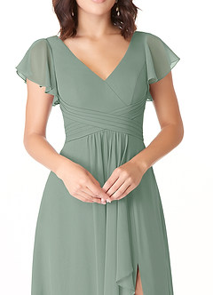 Azazie Omari Bridesmaid Dresses Silver Sage A-Line Chiffon Dress image5