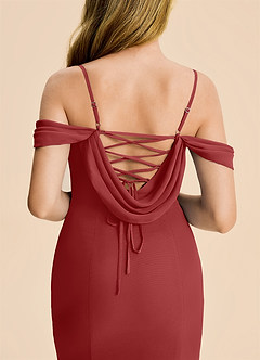 Azazie Nira Junior Rust Mermaid Ruched Chiffon Dress image7