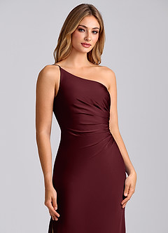 Azazie Marseli Final Sale Dusty Sage Mermaid One Shoulder Stretch Satin Dress image7