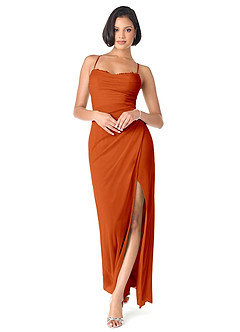 Azazie Ashana Bridesmaid Dresses Paprika Sheath Sweetheart Lace Mesh Dress image1