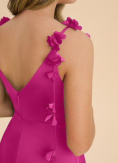 Azazie Gumdrop Junior Robe Empire en Satin extensible Plissée Fuchsia image6