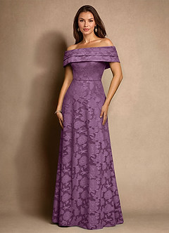 Azazie New Britain Mère de la mariée Robes Robe Trapèze en Blumen-Burnout Plissée Glycine image4