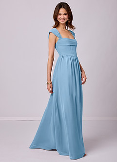Barbie ♥ Azazie Bridesmaid Dresses Steel Blue A-Line Corset Chiffon Dress image3
