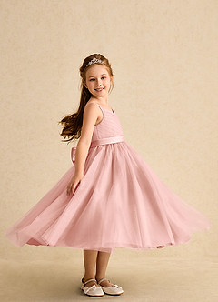 Azazie Patootie Final Sale Rosette A-Line Spaghetti Strap Tulle Dress image3