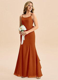 Azazie Lioren Junior Robe Sirène en Mousseline de soie Arc Paprika image4