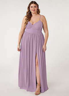 Azazie Zeya Bridesmaid Dresses Wisteria A-Line V-Neck Pleated Chiffon Dress image6