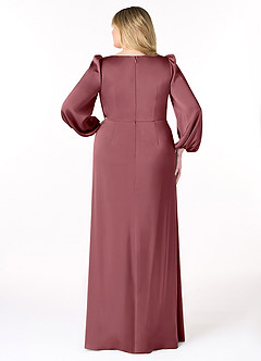 Azazie Mel Brudtärnklänningar Klänning av Tubklänning i Stretch Satin Långärmad Desert Rose image8