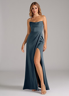 Azazie Johana Brautjungfernkleider Wandelbar Meerjungfrau-Linie Schulterfrei Stretch-Satin Kleid Zwielichtviolett image6