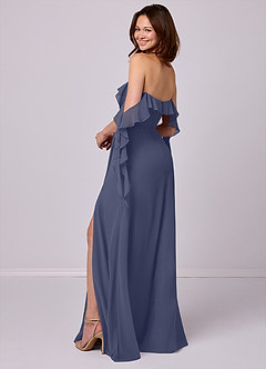 Barbie ♥ Azazie Jurken voor bruidsmeisjes Converteerbaar Jurk van Chiffon met A-Lijn Off the Shoulder Stormachtig image3