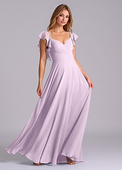 Azazie Leilani Bridesmaid Dresses Frosted Lilac A-Line Pleated Chiffon Dress image3